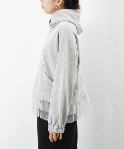 LUCA/LADY LUCK LUCA（ルカ/レディラックルカ）の「LC/LLL 裾チュール裏毛パーカー（Tシャツ/カットソー・レディース・グレー/アイボリー/ブラック・FREE）」の11枚目の写真