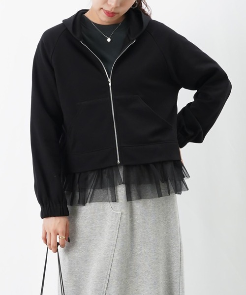 LUCA/LADY LUCK LUCA（ルカ/レディラックルカ）の「LC/LLL 裾チュール裏毛パーカー（Tシャツ/カットソー・レディース・グレー/アイボリー/ブラック・FREE）」の17枚目の写真