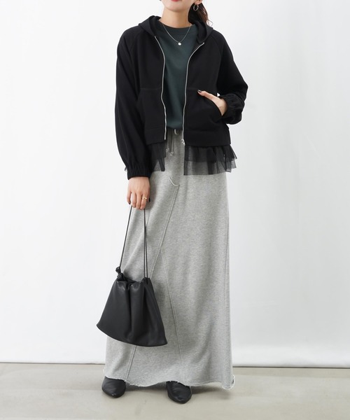 LC/LLL 裾チュール裏毛パーカー（Tシャツ/カットソー）｜LUCA/LADY