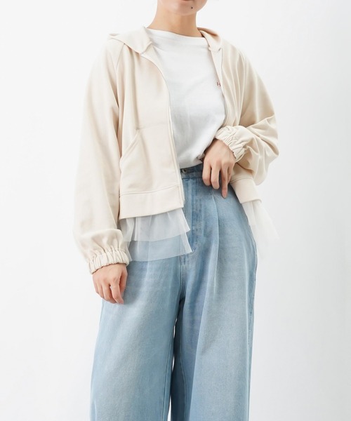 LUCA/LADY LUCK LUCA（ルカ/レディラックルカ）の「LC/LLL 裾チュール裏毛パーカー（Tシャツ/カットソー・レディース・グレー/アイボリー/ブラック・FREE）」の22枚目の写真