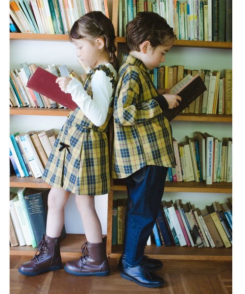BRANSHES（ブランシェス）の「【おそろい】チェック柄シャツ（シャツ/ブラウス・キッズ・イエロー/ブラック・110/100/120/90/130/80/140/150）」の12枚目の写真