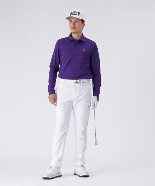 PING（ピン）の「【PING APPAREL】凸凹PLAYロゴジャカード長袖ポロシャツ ＜PERFORMANCE＞ (MENS)（ポロシャツ・メンズ・ホワイト/グレー/パープル・M/S/LL1/L/LL）」の6枚目の写真