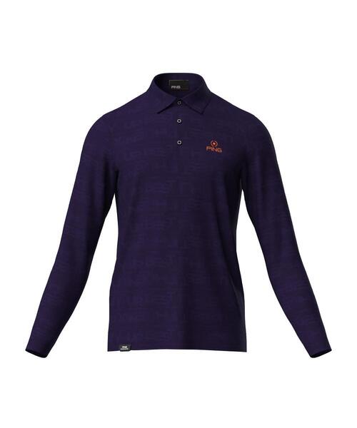 PING（ピン）の「【PING APPAREL】凸凹PLAYロゴジャカード長袖ポロシャツ ＜PERFORMANCE＞ (MENS)（ポロシャツ・メンズ・ホワイト/グレー/パープル・M/S/LL1/L/LL）」の8枚目の写真