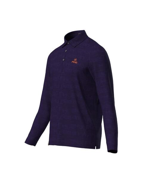 PING（ピン）の「【PING APPAREL】凸凹PLAYロゴジャカード長袖ポロシャツ ＜PERFORMANCE＞ (MENS)（ポロシャツ・メンズ・ホワイト/グレー/パープル・M/S/LL1/L/LL）」の9枚目の写真