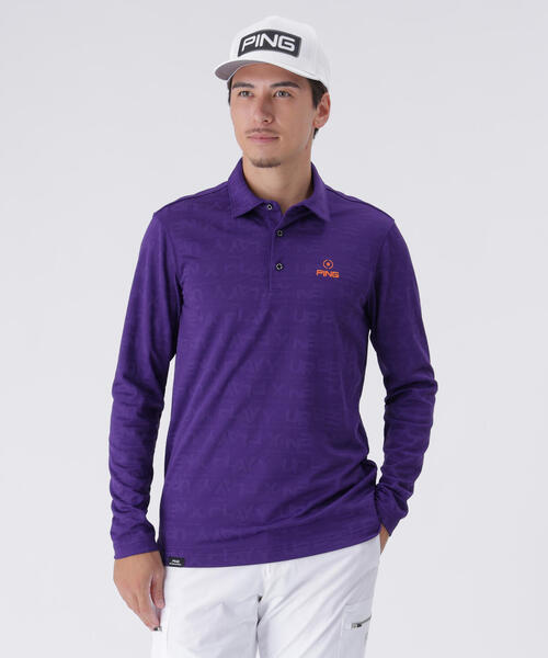 PING（ピン）の「【PING APPAREL】凸凹PLAYロゴジャカード長袖ポロシャツ ＜PERFORMANCE＞ (MENS)（ポロシャツ・メンズ・ホワイト/グレー/パープル・M/S/LL1/L/LL）」の3枚目の写真