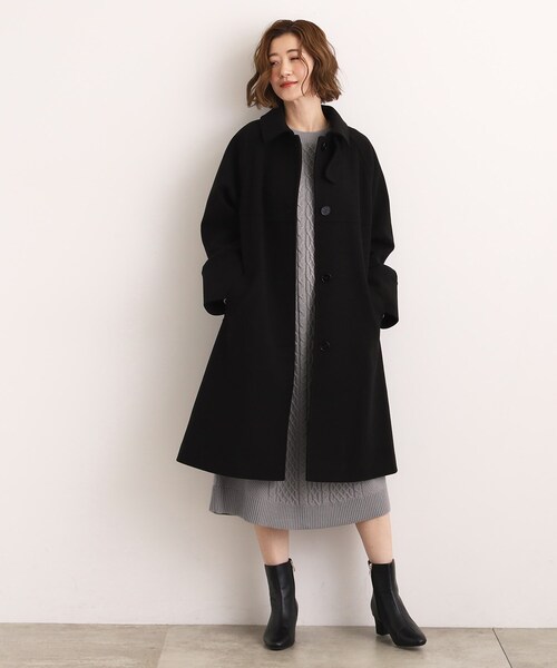 皇室御用達　アクリス　ロングコート　キャシュゴラ混　ブラック黒　レディース　ML 皇室御用達 アクリス ロングコート キャシュゴラ混 ブラック黒
