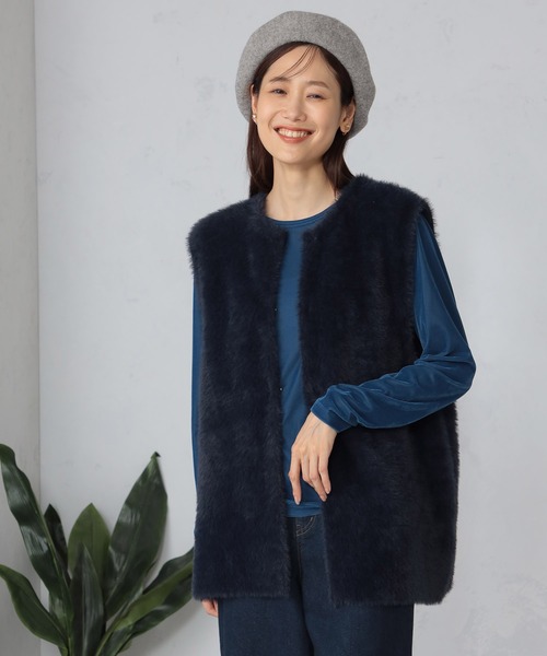 GALLORIA（ギャローリア）の「ニットファージレ（ベスト・レディース・ネイビー/ライトグレー・M/S/LL/L）」の3枚目の写真