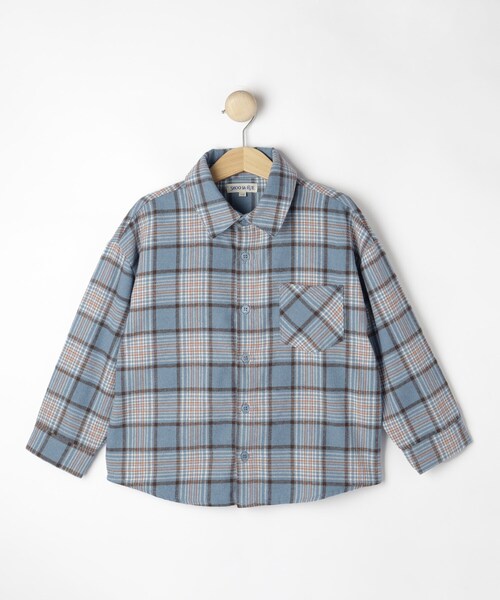 SHOO・LA・RUE（シューラルー）の「【100-150cm】チェックオーバーシャツ（シャツ/ブラウス・キッズ・ブラック系1/サックスブルー系1・14/13/15 /12/10/11）」の3枚目の写真