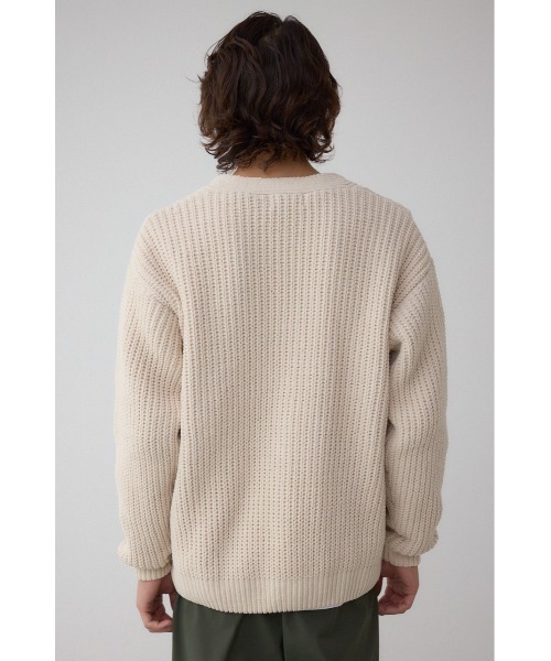 AZUL by moussy（アズールバイマウジー）の「バスケット編みマットモールカーディガン（カーディガン/ボレロ・メンズ・アイボリー/ブラック/グレー・MEDIUM/LARGE）」の9枚目の写真