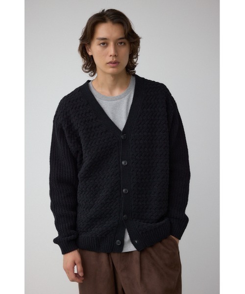 AZUL by moussy（アズールバイマウジー）の「バスケット編みマットモールカーディガン（カーディガン/ボレロ・メンズ・アイボリー/ブラック/グレー・MEDIUM/LARGE）」の15枚目の写真