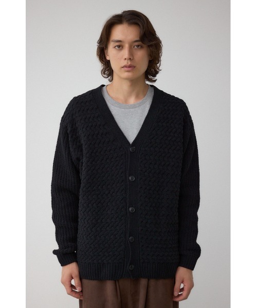 AZUL by moussy（アズールバイマウジー）の「バスケット編みマットモールカーディガン（カーディガン/ボレロ・メンズ・アイボリー/ブラック/グレー・MEDIUM/LARGE）」の17枚目の写真