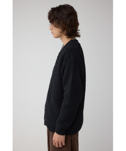 AZUL by moussy（アズールバイマウジー）の「バスケット編みマットモールカーディガン（カーディガン/ボレロ・メンズ・アイボリー/ブラック/グレー・MEDIUM/LARGE）」の18枚目の写真