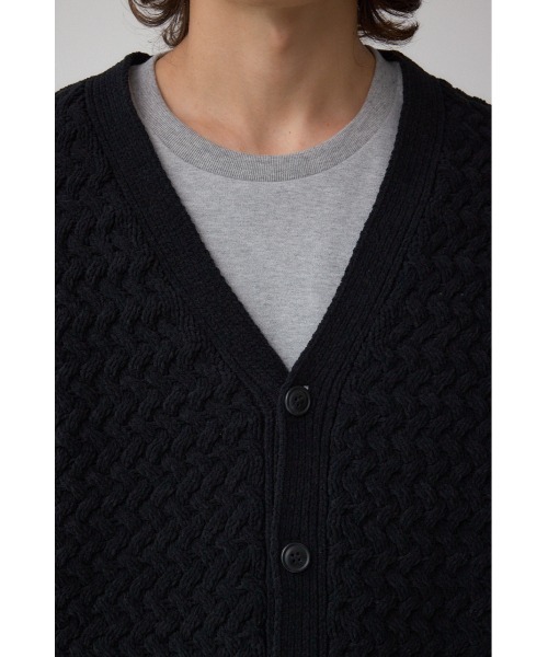 AZUL by moussy（アズールバイマウジー）の「バスケット編みマットモールカーディガン（カーディガン/ボレロ・メンズ・アイボリー/ブラック/グレー・MEDIUM/LARGE）」の20枚目の写真