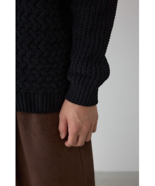 AZUL by moussy（アズールバイマウジー）の「バスケット編みマットモールカーディガン（カーディガン/ボレロ・メンズ・アイボリー/ブラック/グレー・MEDIUM/LARGE）」の22枚目の写真