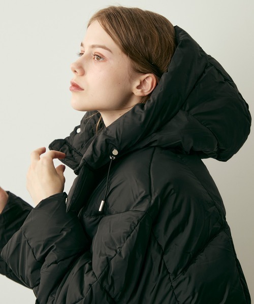 セール】クロップド丈ハイネック中綿ダウンジャケット（ダウン