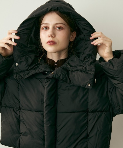 セール】クロップド丈ハイネック中綿ダウンジャケット（ダウン