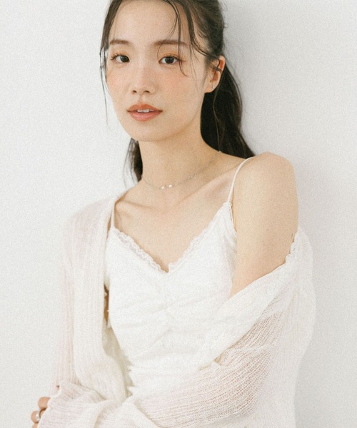 Heather（ヘザー）の「カップ付き総レースキャミ　605967（キャミソール・レディース・ブラック/オフホワイト・M/S）」の5枚目の写真