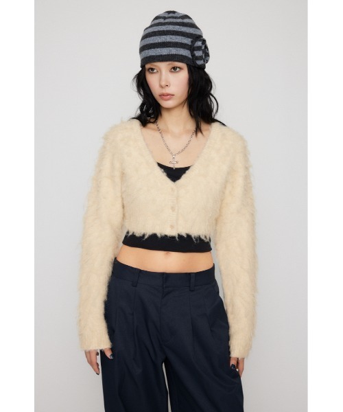 LAGUA GEM(ラグアジェム)の「BRUSHED SHORT KNIT カーディガン(カーディガン/ボレロ・レディース・ブルー/アイボリー/ブラウン・FREE)」の5枚目の写真