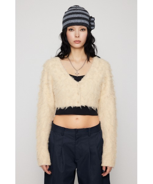 LAGUA GEM(ラグアジェム)の「BRUSHED SHORT KNIT カーディガン(カーディガン/ボレロ・レディース・ブルー/アイボリー/ブラウン・FREE)」の7枚目の写真