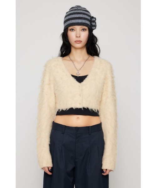 LAGUA GEM(ラグアジェム)の「BRUSHED SHORT KNIT カーディガン(カーディガン/ボレロ・レディース・ブルー/アイボリー/ブラウン・FREE)」の12枚目の写真