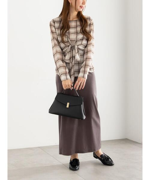 Te chichi（テチチ）の「ウエストリボンシアーチェックブラウス（シャツ/ブラウス・レディース・ブラック/ブラウン・F）」の8枚目の写真