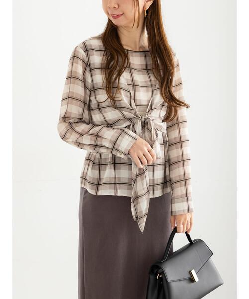 Te chichi（テチチ）の「ウエストリボンシアーチェックブラウス（シャツ/ブラウス・レディース・ブラック/ブラウン・F）」の9枚目の写真