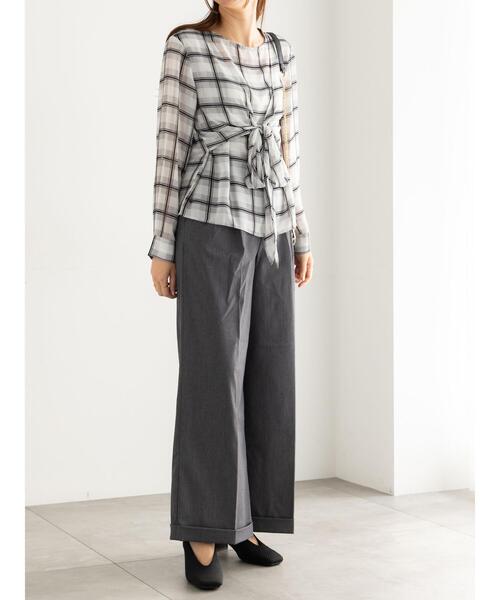 Te chichi（テチチ）の「ウエストリボンシアーチェックブラウス（シャツ/ブラウス・レディース・ブラック/ブラウン・F）」の10枚目の写真