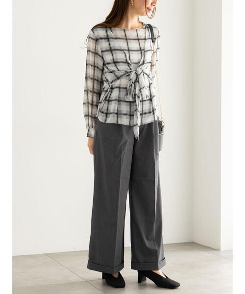 Te chichi（テチチ）の「ウエストリボンシアーチェックブラウス（シャツ/ブラウス・レディース・ブラック/ブラウン・F）」の11枚目の写真