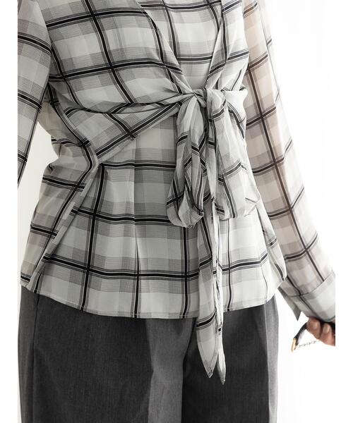 Te chichi（テチチ）の「ウエストリボンシアーチェックブラウス（シャツ/ブラウス・レディース・ブラック/ブラウン・F）」の17枚目の写真