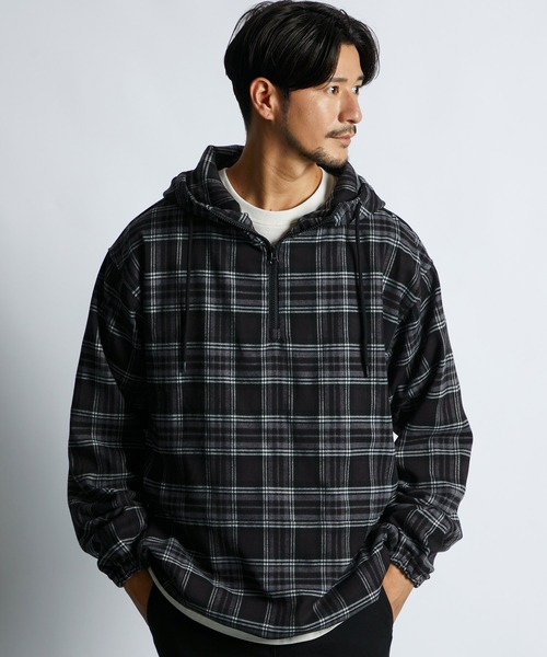 LANVIN en Bleu（ランバンオンブルー）の「チェックシャツパーカー フードシャツ シャツアウター（シャツ/ブラウス・メンズ・ブルー/ブラック・46/48/50/52）」の3枚目の写真