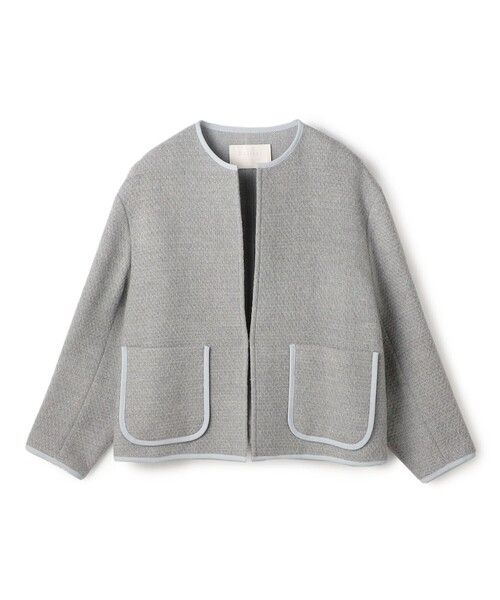 BALLSEY（ボールジィ）の「ファンシードビー クルーネックジャケット（ノーカラージャケット・レディース・ブラック/グレー・36）」の2枚目の写真