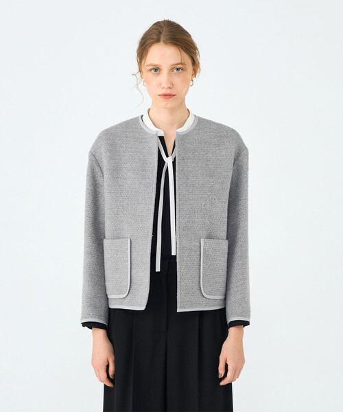 BALLSEY（ボールジィ）の「ファンシードビー クルーネックジャケット（ノーカラージャケット・レディース・ブラック/グレー・36）」の12枚目の写真