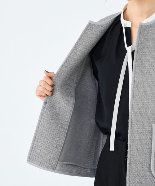 セール】ファンシードビー クルーネックジャケット（ノーカラー