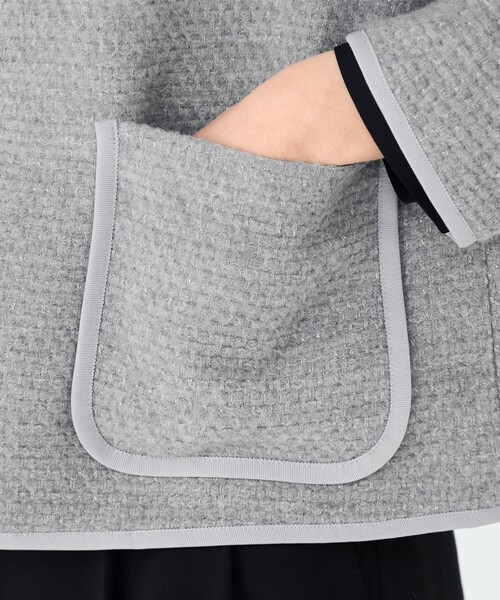 BALLSEY（ボールジィ）の「ファンシードビー クルーネックジャケット（ノーカラージャケット・レディース・ブラック/グレー・36）」の7枚目の写真