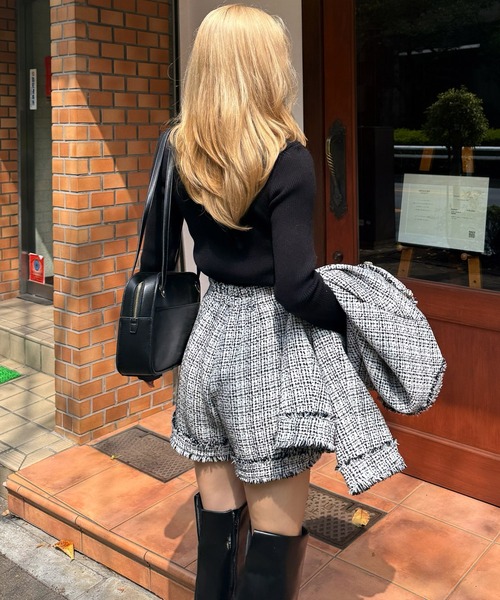 ROYAL PARTY(ロイヤルパーティー)の「ツイードパイピングリボンニットトップス(ニット/セーター・レディース・ブラウン/マルチ/ピンク・FREE)」の11枚目の写真