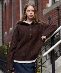 hazyl | cable knit foodie / ケーブルニットフーディ(ニット/セーター)