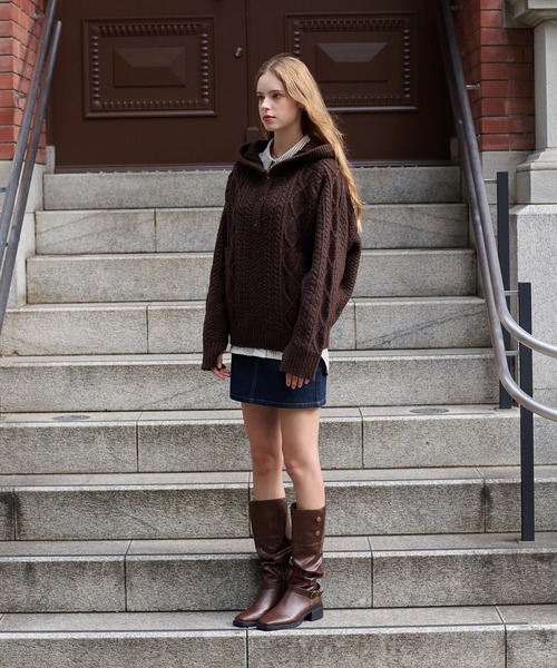 ファビアナフィリッピ　ブラウン　ケーブルニット FABIANA FILIPPI(ファビアナフィリッピ) ニット・セーター(レディース