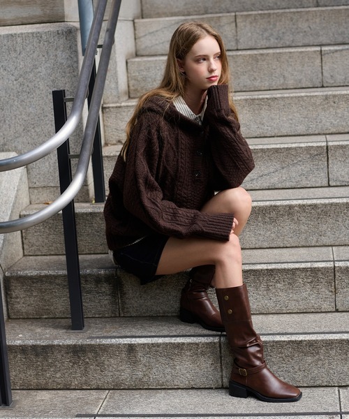 hazyl（ヘイジル）の「cable knit foodie / ケーブルニットフーディ