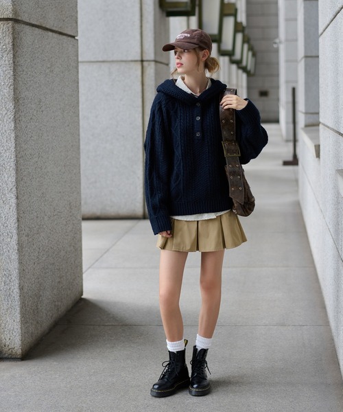 hazyl（ヘイジル）の「cable knit foodie / ケーブルニットフーディ