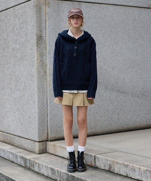 cable knit foodie / ケーブルニットフーディ（ニット/セーター