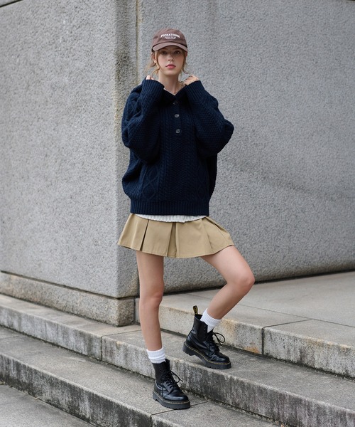 hazyl（ヘイジル）の「cable knit foodie / ケーブルニットフーディ（ニット/セーター・レディース・ブラウン系その他/ネイビー/ベージュ系その他・フリー）」の12枚目の写真