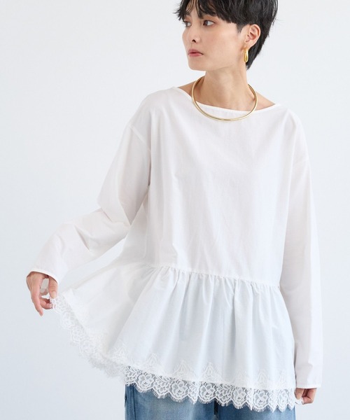 BARNYARDSTORM（バンヤードストーム）の「BARNYARDSTORM / 裾フリルブラウス / ハンドウォッシャブル 【YouTube「i.style closet」紹介アイテム】（シャツ/ブラウス・レディース・ホワイト/ブラック・FREE）」の2枚目の写真