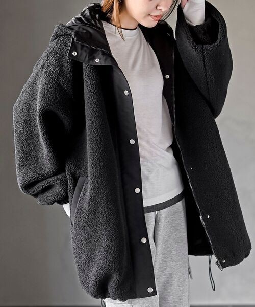 rps（アールピーエス）の「ボアビッグシルエットフードブルゾン（ブルゾン・レディース・アイボリー/ブラック・フリー）」の18枚目の写真