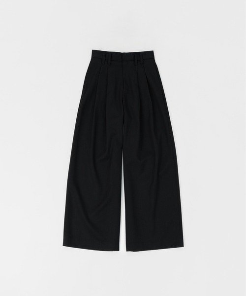 HEAVY WOOL GABARDINE OVER WIDE TUCK TROUSERS（スラックス）｜LAPIIS