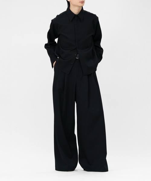 HEAVY WOOL GABARDINE OVER WIDE TUCK TROUSERS（スラックス）｜LAPIIS