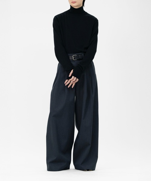 HEAVY WOOL GABARDINE OVER WIDE TUCK TROUSERS（スラックス）｜LAPIIS