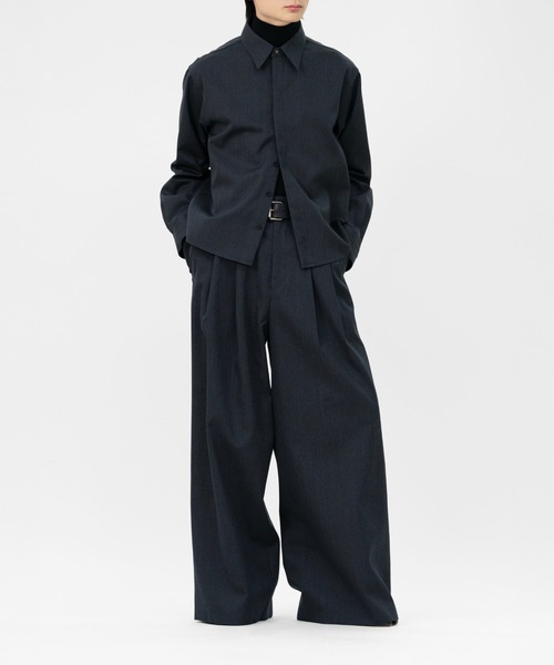HEAVY WOOL GABARDINE OVER WIDE TUCK TROUSERS（スラックス）｜LAPIIS