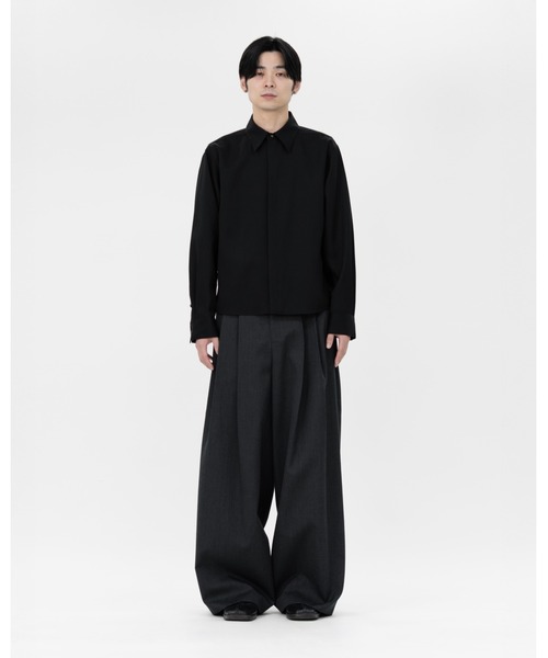 パンツ LAPIIS - WOOL GABARDINE TUCK TROUSERS HEAVY WOOL GABARDINE OVER WIDE TUCK TROUSERS（スラックス）｜LAPIIS
