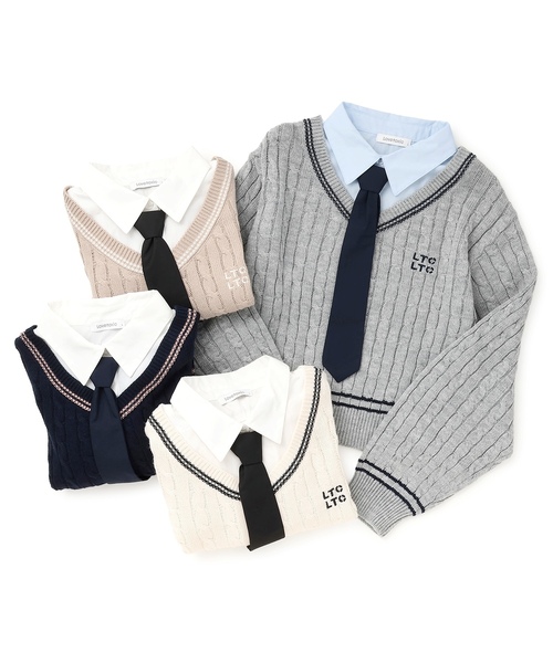 LOVETOXIC（ラブトキシック）の「衿つきレイヤードニット（ニット/セーター・キッズ・アイボリー/ベージュ/ネイビー/トップグレー・S:140cm/L:160cm/130cm/M:150cm）」の10枚目の写真