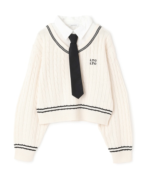 LOVETOXIC（ラブトキシック）の「衿つきレイヤードニット（ニット/セーター・キッズ・アイボリー/ベージュ/ネイビー/トップグレー・S:140cm/L:160cm/130cm/M:150cm）」の11枚目の写真